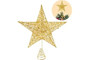 DIELIANHUA 25 cm Estrella para Arbol de Navidad, 2024 Nuevo Modelo Estrella Arbol de Navidad Dorada, Árbol de Navidad Topper, Decoracion para Arbol de Navidad, Decoración del árbol de Navidad