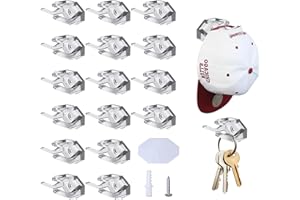 Galerie SV 16 Stück Cap Halterung Wand, Transparent Kleiderhaken für die Wand Kein Bohren, Garderobenhaken Kappen Halterung Hutständer für Mützen, Schlüsselanhänger Kopfhörer Schals