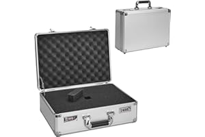 GODLONSEN Storage Lock Box - 18.9 x 14.6 x 6.3 Inch, Portable Briefcase, Aluminum Flight Case with Padded Foam, Lockable Protective Storage Box for Personal Items, Valuables, Tools - Silver