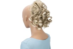 CAISHA Parrucchino Scrunchie Updo Acconciature Voluminoso Ricci Disordinato Bun Biondo Misto G15L