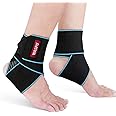 WASPO Ankle Support Brace 2 PACK, Adjustable Ankle Brace Wrap Strap for Sports Protect, Plantar Fasciitis Achilles tendonitis Ligament damage Injury Recovery, One Size for Men Women
