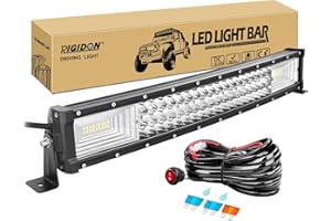 RIGIDON 22 Pulgadas 55 cm 270W delgado curva barra de luz led y 12V kit de cableado, Largo alcance barras luminosas led para off road todoterreno camión coche ATV 4x4, Lámpara de conducción 6000K
