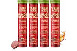 THE VITAMIN FACTORY NAC Supplement - N-Acetyl-Cysteine 600mg for Lung Detox & Gym Support | Watermelon Flavour | NAC N-Acetyl-Cysteine for Glutathione | Effervescent NAC for Men & Women (Pack of 4, Cola)