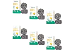 STANHOME Estropajo de Acero Inoxidable Magic Spiral, Nana Quita Grasa, Elimina Alimentos quemados y Manchas dificiles - Ideal para vajilla, cazuelas, ollas, sartenes, Parrillas y Fregadero (6)