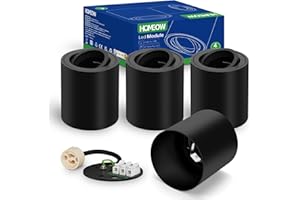 HOMEOW Lot de 4 Spot Plafonnier Noir, Spot LED en Saillie Orientable, avec douille GU10, Spot Plafond en aluminium, Ø80x85mm Plafonnier Spot pour modules GU10 et LED, Rond