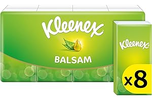 Kleenex Balsam Pocket Tissues, 8 Pocket Packs of Travel Tissues, Balmcare to Protect and Soothe Your Nose for Cold & Flu