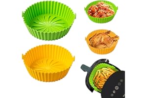 AOMAIGAD Panier Friteuse en Silicone,Pot en Silicone pour Friteuse à Air, Accessoire Air Fryer,Convient aux friteuses à air, fours à micro-ondes, cuiseurs vapeur(20.5cm)