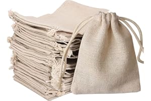 nuoshen 30 Pcs Hessian Bags, 8 X 10 CM Burlap Bags Cotton Drawstring Bag Hessian Fabric Small Drawstring Bag Gift Bag for Jewelry Wedding Christmas Party and DIY Craft