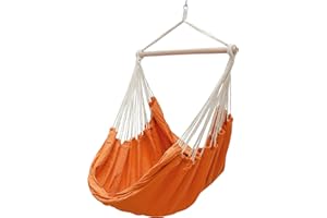 ‎EYEPOWER Eyepower XXL Hanging Chair 185 x 130 cm Hanging Chair up to 150 kg Cotton Hanging Seat 2 People Hammock Hanging Swing Celosia Orange