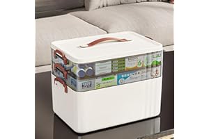 Sightday Medikamenten Aufbewahrung,Medizinbox Hausapotheke box mit Griff und herausnehmbarem Fach,3 Etagen Multifunción Aufbewahrungsbehälter Große Kapazität für Medikamente,Gadgets (Weiß)