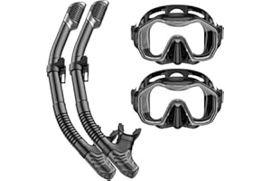 Lealinga Snorkel Set Adults 2Pack, Snorkel Mask Anti-Fog Panoramic View Diving Mask Dry Top Snorkel Kit with Travel Bag Diving Set for Snorkeling Scuba Diving Swimming Travel