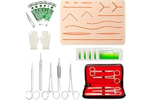 SUNOYA Set di cuciture chirurgiche, kit Suture Practice con cuscino per cuciture in silicone realistico e materiale di cucitura per praticare tecniche di cucitura delle ferite, strumenti di esercizio per la