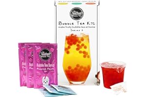 THE *TEASHED Fruit Bubble Tea Kit Gift Box | 3 Servings | Set includes Passion Fruit Syrup, Strawberry Popping Boba, Tea Bags and Paper Straws | By THE TEASHED