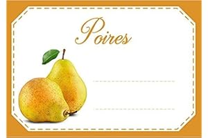 Lot d'étiquettes autocollantes pour confiture, faciles à décoller, adhésives, idéales pour l'étiquetage de vos pots de confitures et bocaux fait maison - Mon Bio Jardin (30x Poire - A8)