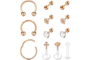 Rajnard Piercing Helix Tragus Cartilago Tragus 16G Acero Inoxidable Diamante CZ Joyas Mujeres Piercing Pendientes para Mujer Hombre Joyas para el Cuerpo