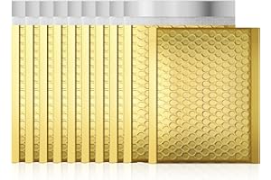 M7 PACKAGING Bubble Mailer 100 Pack, Metallic Foil Bubble Mailers, Waterproof Self Seal Adhesive Shipping Bags, Cushioning Padded Envelopes for Shipping, Mailing, Packaging, Bulk (Gold,140x175mm)