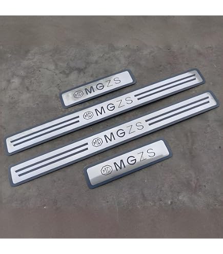 Carhanson Stainless Steel Door Sill Scuff Plates For MG ZS 2017-2019 – 4-Piece Set, Silver