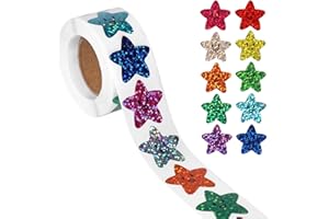 XIHIRCD 500uds Pegatinas de Estrellas de Aluminio, 2,54cm Cara Sonriente Pequeña Pegatinas de Estrellas Pequeñas 10 Colores Etiquetas Estrellas para Niños Maestros Suministros Recompensa Manualidades