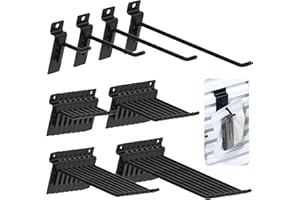 Keadic Juego surtido de 32 ganchos de pared de listones de 2/4/6/8 pulgadas, ganchos para colgar en la pared, ganchos resistentes para paneles de clavijas para garaje, tienda, minorista (negro)