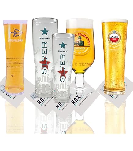RoxleyLtd 2 bicchieri da birra da mezza pinta con nucleo corona, 28 cl. Prodotto nel Regno Unito. Il set regalo include 2 tappetini da birra Corona