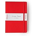 Kitabby - Linen Series A5 Size - Hard Bound Notebook With Elastic Band And Fabric Cover Material (Red), 192 Pages
