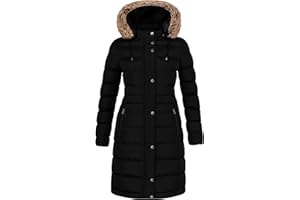 989Zé ENZO Womens Padded Puffer Longline Jacket Long Sleeve Zip Up Fur Trimmed Hooded Winter Coat