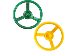 Haconba 2 Pack Steering Wheel Playset Plastic Pirate Ships Wheel with Mounting Tools for Kids Playground Outdoor Gym (Green, Yellow)