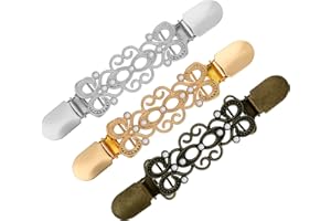 Yolev 3 Pezzi Clip Maglione Cardigan Clips Fiore Metallo Camicia Sciarpa Fermaglio Spilla Accessori da Donna