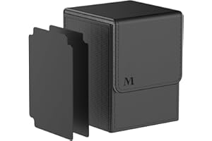 Pulchra Estuche para TCG, Magnetic Flip Box con 2 Divider, Tamaño Grande para 100+ Cartas, Deck Box - Dado Diseño (Logo-M Design) (Negro)