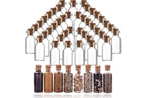 DBALL 60 Piezas Botellitas de Cristal Pequeñas 3ml Mini Botellas de Cristal con Tapón de Corcho Botella de Deseos Botellitas Pequeñas para Rellenar Cumpleaños Invitados Bodas Decoración Fiesta