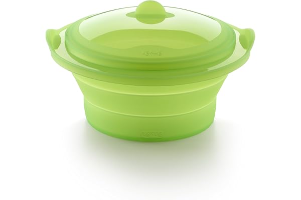 Lékué - Cuit Vapeur - Pliable - Vert - Silicone Platine 3400500, 45x35x25 cm