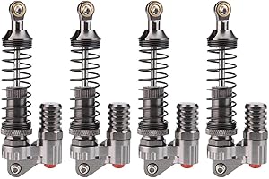 Dpofirs Amortisseur en Aluminium d'usinage CNC 4 pièces, Aluminium d'usinage avec anodisation, Conception à Double Ressort, pour Voiture sur chenilles Axial / SCX10 / D90 / TRX-4 / RC