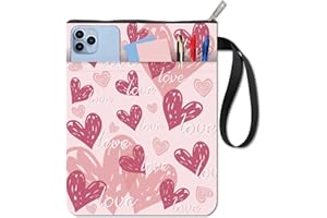 CRASPIRE Funda de Libro con Forma de Corazón para el Día de San Valentín Funda de Libro Rosa Funda de Libro de Tela Lavable con Cremallera Y Bolsillo Adicional para Amantes de los Libros Regalos