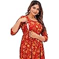 Jikonet Stylish Women's Maternity Breastfeeding Kurti with Zippers Pocket, Comfortable Maternity Wear