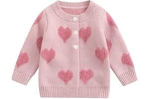 Loalirando Bambino Delle Ragazze Cardigan Giacche San Valentino Maglia Maglione Amore Cuore Stampa Manica Lunga Cappotti Pulsante Maglieria