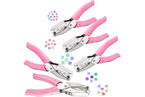 5 stycken håltång papper, håldiameter 1,5–6 mm hjärtformad rund och stjärnformad handgjord håltagare rosa metall håltång papp