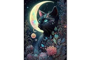 MEIYUDA 5D DIY Diamond Painting Kit Completo Fiori di gatto lunare, Diamant Painting Fai-da-te Diamond Painting, Pittura Diamante Strass Ricamo a Punto Croce Painting per Decorazioni Casa 30x40cm