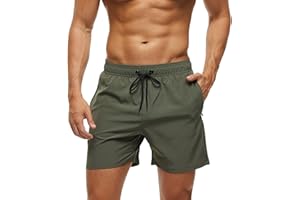 MONSTOYO Bañador Hombre Secado Rápido Traje de Baño Hombre Bolsillo Cremallera Bañadores Short de Playa Surf Piscina Natación Impermeable Pantalones Cortos Forro Malla y Cordón