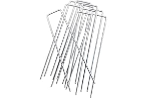 NUOOO 10 Pack Garden Pegs 30mm x 150mm U Shaped Nail Pins Ground Stakes Galvanized Landscape Staples for Lawn Farm Weed Barrier Grass Fabric