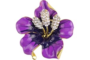 MERDIA Mecool Broche para mujer, broche de flores con cristales creados, morado, 29,8 g, Metal, Crystal