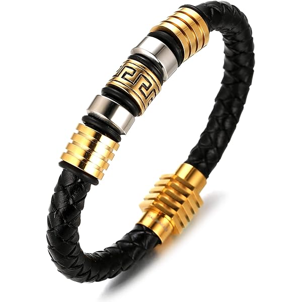 Bracciale In Pelle Trecciata Per Ragazzi - Chiusura Magnetica, Titanio, Taglia Regolabile 18-19.5 Cm - Foto 9