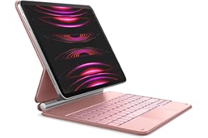Dracool Étui Clavier pour iPad Air 5 /iPad Air 4 10.9" / iPad Pro 11 (1re/2ᵉ/3ᵉ/4ᵉ gén) avec Pavé Tactile Trackpad Magnétique Rétroéclairé Bluetooth Magic Style Keyboard AZERTY - Rose