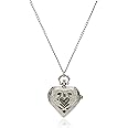 JewelryWe Vintage Silver Tone Heart Locket Style Pendant Pocket Watch Necklace for Girls Lady Women, 30-inch Chain, for Mother’s Day
