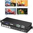 4K HDMI Video Wall Controller2x2 & 4K30Hz Seamless HDMI Matrix 4x4, Rack Mount Switcher Splitter Supports 2x2 Splicing & PIP & Audio Embedding & 90°,180°,270°Rotate & Web GUI & APP Control