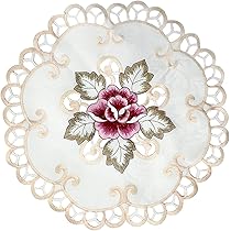 Centrini Rotondi Ricamati A Fiore - Set Di 2, 20x20 Cm, Bianco - Foto 8