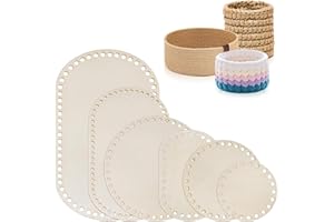 AGOGUE 6 Stück Korbboden Zum Häkeln, Holzboden zum Häkeln Korb Flechten Set Gehäkelter Korbboden für DIY Korb Webbedarf Heimdekoration Kunsthandwerk(Ovaler/Rund)