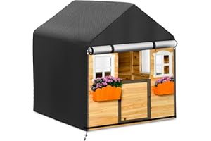 KRRRSJDJ Funda Protectora Casas de Juegos para Niños Impermeable,Cubierta Casa de Juegos Anti Viento,Cover Case Casas de Juegos para Niños con Cordón y Cremallera,420D (220*174*173cm,Negro)