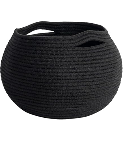 Opbergmand bruin, gevlochten rond, opbergmand voor dekens, woonkamer, wooncultuur, toiletpapier, speelgoed, hondenspeelgoed, snacks, slaapkamer (25 x 21 cm