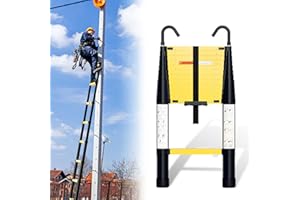 Sonnewelt 3,8 M Teleskopleiter Mit einem klick schrumpfbar, Rutschfester Aluminium Stehleiter mit Mit langsamer Schrumpfungsfunktion und 2 Abnehmbarem Haken, 150 kg/330 Pfund Belastbarkeit Leiter