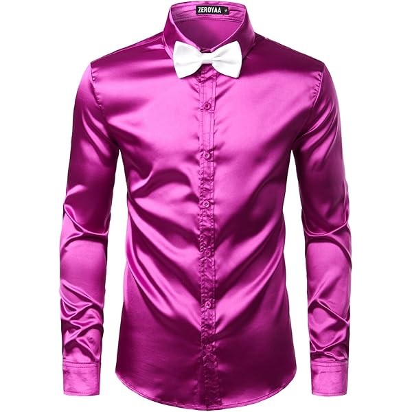 ZEROYAA Mens Hipster 3D Rose Deign Slim Fit Long Sleeve Button Up